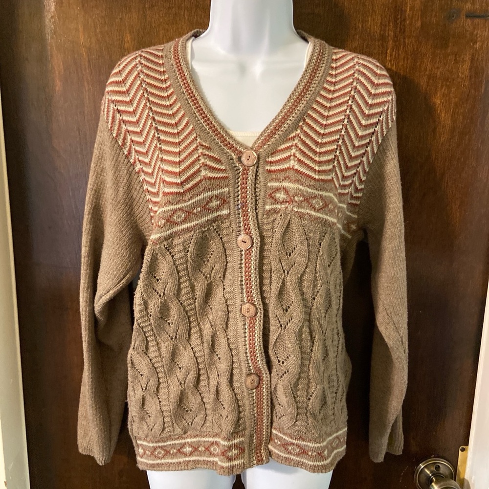 vintage brown knitted cardigan sweater